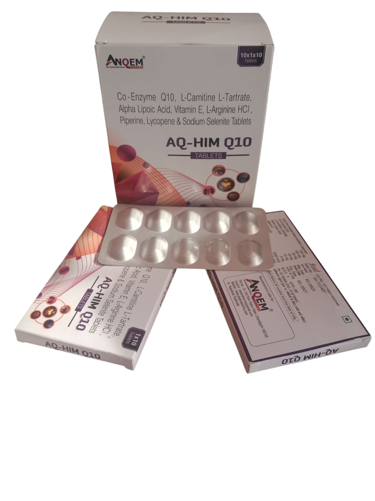 Home 9 Co Enzyme q10 100 L-caritine l- tartarate 100 mg alpha lipoic acid 50
mg Vitamin E 10 mg L-Arginine HCL 10 mg Piperine 5 mg Lycopene
5000 mcg sodium selenite 65 mcg